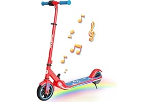 GeekMe Trottinette Electrique Enfant, Trottinette Enfant avec poignée et Vitesse réglable, Scooter avec néons colorés, Connexion Bluetooth Intelligente et Haut-Parleur, Cadeau pour Enfants 6-12 Ans