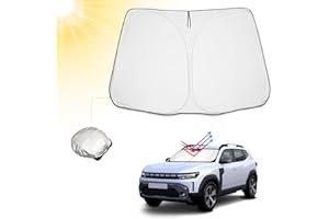 BIBIBO Parasole per auto con protezione UV, compatibile con Dacia Duster 2024 2025, Dacia Duster per parabrezza anteriore, protezione dal calore auto dai raggi UV, pieghevole e portatile