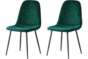 AINPECCA Set of 2 Velvet Dining Chairs Fabric Upholstered seat with Metal Legs Dressing Lounge Home (2, Green)