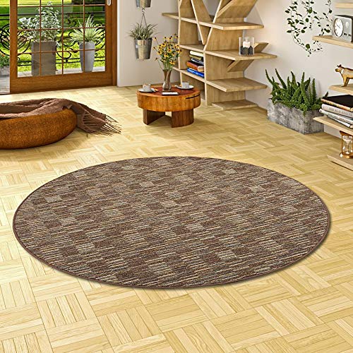 Snapstyle Modern Stripes - Tapis à Boucles Rond - Marron - 4 Tailles Disponibles