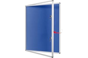 S SWANCROWN SWANCROWN Lockable Notice Board 1200x900mm, Tamperproof Display Pin Board with 2 Locks for Office Commerce School Home, Blue Felt