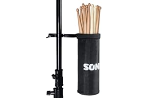 SONICAKE Drumstick Halter Tasche Beutel Nylon Trommelstock Tasche Stickhalter mit Aluminium Klemme für Drum Kits & Notenständer bis zu 5 Paare Sticks