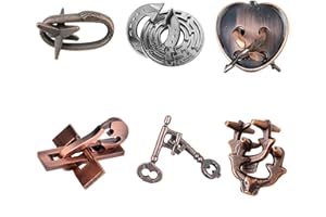 Joyeee 6 Piezas Brain Teaser Rompecabezas de Alambre de Metal, Mind Game IQ Test Unlock Toy, Interlock Challenge Puzzle Game Juguete Educativo Regalo para niños Niñas Adolescentes Adultos, #B