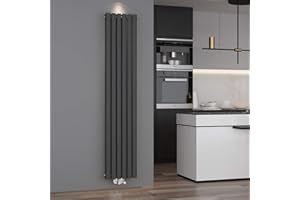 ELEGANT - Radiatore a pannello verticale di design, 1800 x 354 mm, colore antracite, doppio strato, connettore centrale, scaldasalviette