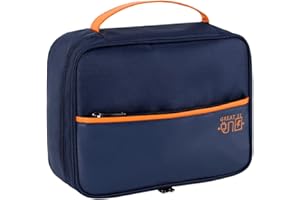 FAVORTALK Travel Gadgets Double Layer Multipurpose Electronic Organizer with DIY Storage Area Waterproof Accessories Bag for Cable SD Cards Charger Power Bank etc, Navy Blue B21513