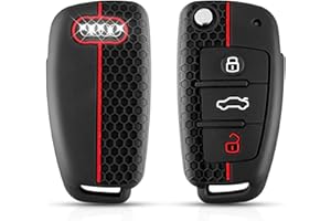 HooRLZ Protection Coque Clé Audi, Compatible pour Audi A1 A3 A4 A6 A8 S3 S4 S6 RS4 RS6 Q2 Q3 Q5 Q7 TT R8 Seat Exeo, Coque de Clé de Voiture en Silicone Audi - 3 Boutons