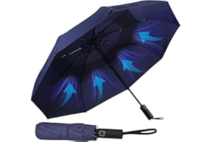 Hannstar Folding Travel Umbrella Windproof Strong - Easy Auto Open Close, Lightweight, Durable and Compact Brolly - Wind Resistant, Small Backpack Rain Umbrella for Women & Men