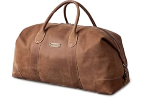 DRAKENSBERG Sac De Voyage Cuir 'David' - Grand Sac Weekend Homme, Fait Main, Extensible, Design Safari Vintage, 60L - Marron-Havane, DR00306