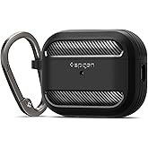 Spigen AirPods Pro 2 ile Uyumlu Kılıf Rugged Armor &Uuml;st D&uuml;zey Koruma Siyah Karbon Kapak - ACS05482 (Spigen TR Garantili)