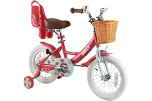 RULLY Vélo Enfant Fruit 12 14 16 Pouces pour Filles de 2 à 7 Ans – avec roulettes, Panier et Siège Poupée