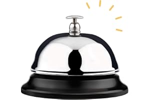 FOUR GUYS Service Bell Stainless Steel Call Service Bell Hand Held Desk Bell Reception Call Bell Small Bell Attention Call Ringer Counter Bell Ideal for Restaurants, Schools, Reception Areas - Pack of 1