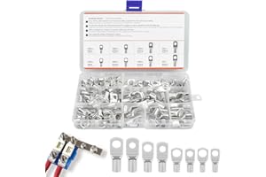 PEALOVCOM 130 Piezas Terminales de Cable Electrónico de 25 mm²16 mm²10 mm²6 mm²con Ojal de M6 M8 Terminal para Cable de Batería de Cobre Etañado para Reparación Coche