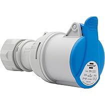 Spina e prese industriali blu, spina industriale e presa a muro, IP44, 3 pin, 16 A, presa con connettore per spina impermeabile (3 pin, presa-B 16A