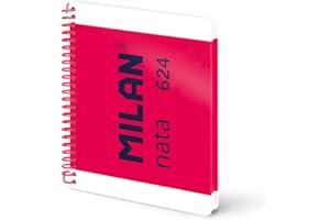 MILAN® Cuaderno A5 con espiral y tapa dura, papel blanco, 80 hojas de 95 gr/m², colección nata®, rosa