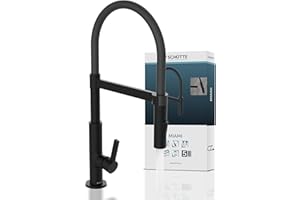 SCHÜTTE 79147 MIAMI Küchenarmatur 360° mit Soft Touch Schlauch, Einhebelmischer mit ausziehbarer, magnetischer Geschirrbrause, Mischbatterie für die Spüle, Wasserhahn Küche Schwarz Matt