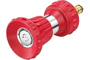 FANHAO Pistolet Arrosage Style Pompier, Buse de Tuyau D'incendie Haute Pression, Pulvérisateur Réglable à Haute Puissance et Résistante aux Fuites pour Arroser la Pelouse/le Jardin, Laver Voitures