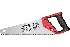 HAUTMEC 350MM Universal Hand Saw, 11 TPI Fine Cut Wood Saw with Hardened Triple-Ground Teeth & Bi-Material Ergonomic Handle, Compact Handsaw for Wood, Plastic, PVC, Laminate & Branch Cutting – HT0024