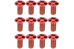 BIIGMING 12 Pcs Vis de Disque de Frein de Vélo M5 x 10MM Rotors de Disque de Frein Vis Boulon T25 en Acier pour VTT Vélo de Montagne Vélo De Route (Rouge)