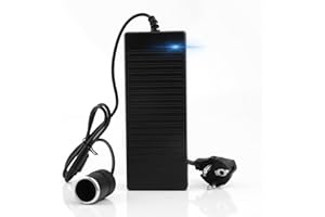 Delamiya Przetwornica napięcia 230 V na 12 V, adapter sieciowy do samochodu, adapter 12 V 10 A z zapalniczką do gniazdka elektrycznego, przetwornica napięcia AC-DC, do lodówki, nawigacji, lodówki