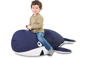 ‎SMOOTHY SMOOTHY Kindersitzsack Wal - Tierform Sitzsack für Kinder - Kindermöbel Walfisch Stofftier aus Baumwolle