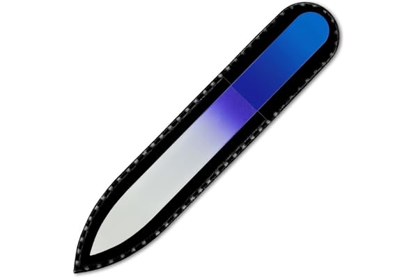Mont Bleu Lime à ongles en verre coloré livrée dans un étui de velours noir, de petite taille - Lime en verre trempé fabriquée en République tchèque