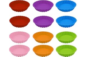 WakiHong 12 Pezzi Riutilizzata Stampo Crostata Silicone11cm,Antiaderente Teglia per Crostata Silicone Formine per Crostatine Piccole, Teglia Crostata Silicone per Torte Quiche Crostata