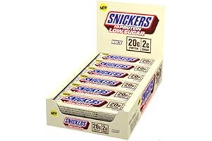 ‎SNICKERS Snickers White Low Sugar High Protein Bar (12 x 57g) – White Chocolate – 20g Eiweiß – Zuckerreduziert – Proteinriegel mit weißer Schokolade & Erdnüssen – Ideal für Muskelaufbau
