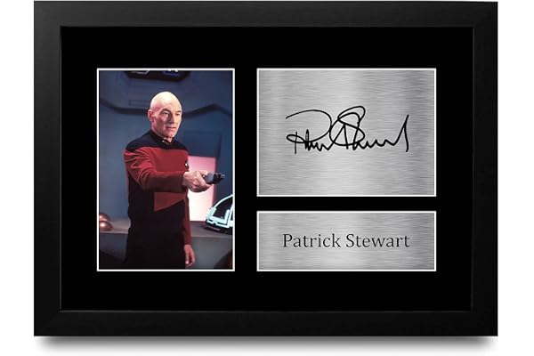 HWC Trading FR A4 Patrick Stewart Star Trek Cadeaux Imprimé Signé Autographe Photo pour les fans d’émissions de télévision - A4 Encadré