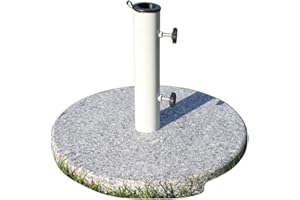 GARDEN MARKET PLACE Large Round Granite Garden Parasol Umbrella Base 20KGS - With Powder Coated Steel Tube