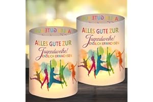 EPOKUS 12 Stück Windlicht Tischdeko Jugendweihe Deko, Alles Gute Zur Jugendweihe, Bunt Windlicht Endlich Erwachsen, Windlichter Geeignet für Jugendweihe Party Teelichter Und Kerzen Deko Junge Mädchen