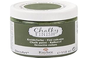 Rayher 38867456 Chalky Finish auf Wasser-Basis, Kreide-Farbe für Shabby-Chic-, Vintage- und Landhaus-Stil-Looks, 118 ml (1er Pack), olive