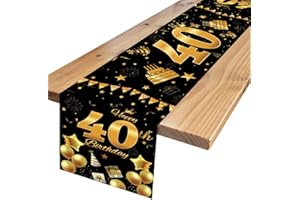 KILLIAN'S STORE Tischläufer 40. Geburtstag Männer Frauen 40 Geburtstag Deko Happy 40th Birthday Tischdeko für Tischdecke Jahrestag Geburtstag Party Dekoration