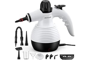 AKPIAN Nettoyeur vapeur à main, nettoyeur vapeur portable, multi-usage, avec serrure de sécurité et kit d'accessoires de 10 pièces pour enlever la saleté, la graisse