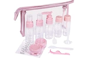 DSITNDAM 13 Pcs Kit Bottiglie da Viaggio,Contenitori Viaggio Liquidi,Bottiglie Plastica,Portatile Contenitori Liquidi Adatto per L'uso in Shampoo,Lozione,Balsamo,Bagnoschiuma,kit Viaggio Aereo（Rosa）