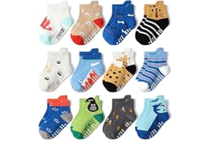 Yafane 12 paia Calze Bambino in Cotone Respirante Multisize da 0 a 7 Anni Calze per Neonato Unisex Calzini per Bambina e Bambino e Ragazzi Ideale Regalo