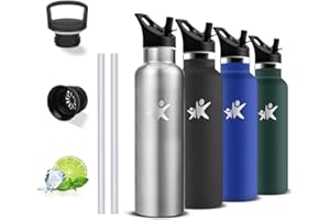 GRSTA Borraccia Termica, Borraccia 500 ml, Senza BPA, Borracia con Cannuccia, Senza Perdite, Borracce Bambina, Acciaio Inossidabile 18/8, Borracce Termiche per Scuole, Campeggio, Uffici, Caffè, Palestra