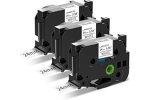 Cartuccia Oozmas Compatibile In sostituzione di Brother TZe Tape TZe-251 24mm x 8m, Compatibile Brother P-touch PTD600 PTP700 P900W P950NW, (Nero su Bianco, confezione da 3)