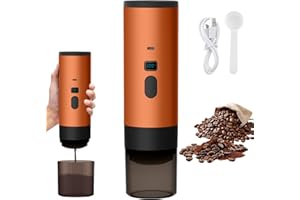 Carziyer 3 En 1 Machine à Café Portable 15 Bars - 72W Cafetière Expresso Capsule/Machine à Expresso Électrique USB à Chauffage Rapide | RéServoir D'Eau 90ml | Pour Voyage/Bureau/Campin (Orange)