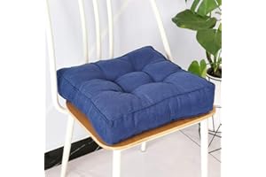 TREER-SHOP Treer Cojines de Asiento y Silla Lino de Imitación - Muchos Colores - Acolchado Grueso/Cojín de Suelo para Interior y Exterior - Decoración (Azul Oscuro,40x40x9cm)