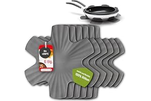 Coolinato - Pfannenschoner aus Silikon 6er Set 35 cm Grau - Universeller Topfuntersetzer, Pfannenschutz & Stapelschutz - Untersetzer und Hitzeschutz für Pfannen und Töpfe spülmaschinenfest & BPA-frei