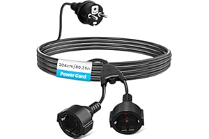 Lamptobe 2M Doppia Spina per Presa 2-Slot Presa Multipla con Cavo Flessibile 2 in 1 Schuko Cavo di Estensione Breve IP44 Grado di Protezione per Interni ed Esterni,16A/250V/4000W