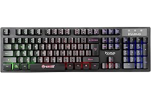 MARVO K616A Gaming Keyboard - 3 Colour LED Backlit, Multi Media and Anti Ghosting Keys, Frameless Design, USB 2.0 Connection, UK Layout