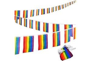 Tęczowa flaga Hillylolly mała tęczowa flaga, flaga Gay Pride, odporna na warunki atmosferyczne, tęczowa flaga na zewnątrz, girlanda do ogrodu, wewnątrz i na zewnątrz, dekoracja na imprezę, 10 metrów