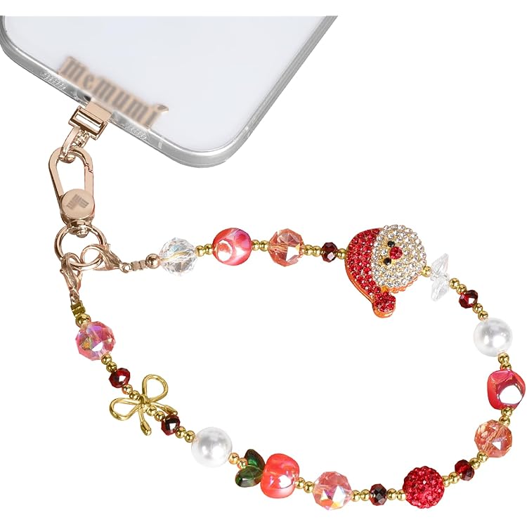 DAVBNM 3 Pcs Phone Charm, Christmas Beaded Phone Strap Anti-Lost Bracelet For Women Keychains Pendant Wallets Cameras Decoration