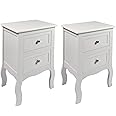 HYGRAD BUILT TO SURVIVE 2 x Chic White Wooden Free Standing Bedroom Bedside Table Unit Cabinet Nightstand 2 Drawers, White Bedside Table with Storage Cabinet, Wooden End Side Table Living Room