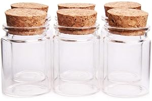 Danmu Art 6 pcs 30ml 37mm x 50mm Glass Jars with Cork Stoppers Mini Glass Bottles Glass Storage Preserving Jars