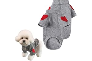SamHeng Maglione per Cane Felpa a Collo Alto Maglioncino Cane di Piccola Taglia Pullover Animale Domestico Vestiti Caldi con Stampa a Cuore per Teddy Chihuahua Schnauzer Abbigliamento (Grigio-S)