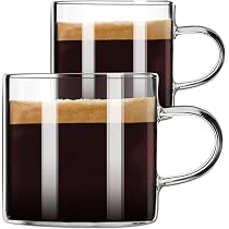 set di 6 tazze da caffè in vetro , 2 pezzi o 1 , trasparenti, 473 ml (16 oz) con manici per , adatte per tè, cappuccino, latte, espresso, - casa e cucina