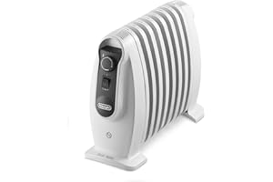 De'Longhi TRNS 0808M - Radiador de aceite, 800 w, termostato de seguridad, función Eco, controles digitales, blanco