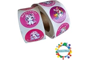 STICKERS MANIA 500 Adesivi premio per bambini IN ITALIANO | Sticker motivazionali diametro 25mm | Adesivi Ricompensa | Sticker motivazionali per genitori insegnanti dottori | Token Economy (Unicorni)